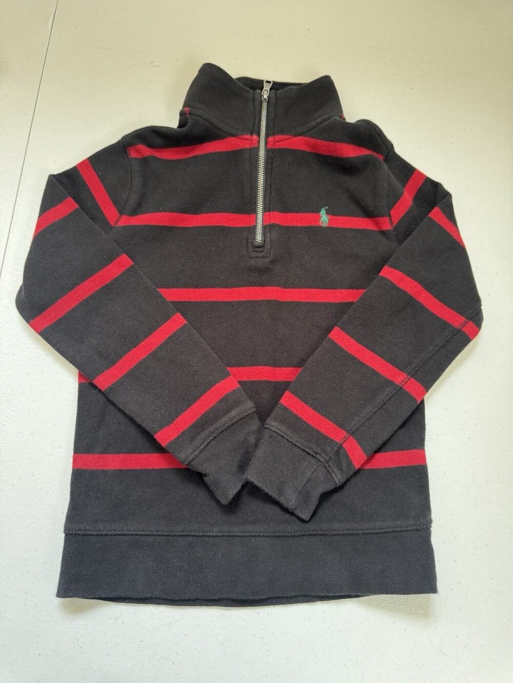 Polo Ralph Lauren Quarter Zip Pullover Sweater Kids Size 5 Black Red Preppy